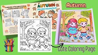 Autumn Coloring Fun for Kids |" A Walk in the Park " Cute coloring Page