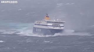 BLUE STAR PAROS - Passenger ship in #rough #sea  #roughweather