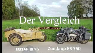 Vergleich des Zündapp KS 750 + BMW R75 Wehrmachtsgespanns