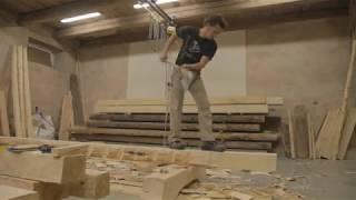 French carpenter Mourad Manesse hewing axe skills