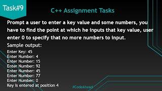 Task#9 | Key Value | Code Ahead | Searching | Matching | C++ | Logic Based Programs | Arrays | GCU