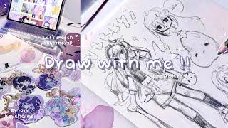  Draw with me !!  Aubrey (Omori) 【Cozy sketching ASMR 】 + Omori merch unboxing ft.Vograce