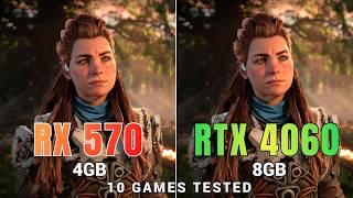 AMD RX 570 vs Nvidia RTX 4060 | 10 Games Test | How Much Performance Increase If You Upgrade?