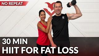 30 Min Dumbbell HIIT Workout for Fat Loss - No Jumping Full Body Workout at Home with Weights