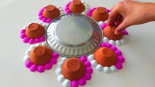 दीया से बनाये धनतेरस, दिवाली रंगोली | Attractive Diwali Rangoli | Deepawali Rangoli/Creative Rangoli