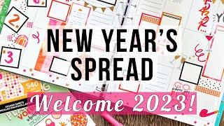 Plan With Me - New Year's Spread in my Big Vertical Happy Planner - January 2023