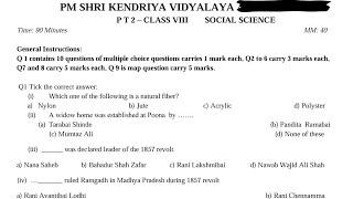 CLASS-8 Social Science (SST)/ PT-2 Exam Qestion Paper / KV CBSE / Periodic Test-2 Kendriya Vidyalaya