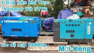 1 cặp máy nén khi trục vít PDS 70 3T72 đẹp keng | Áp 2500l/p | Ngày 7/10/2024 | LH 0914711438