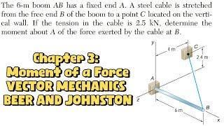 Determine the moment about A of the force exerted by the cable at B (Chapter 3) Engineers Academy