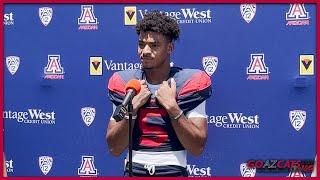 Arizona receiver Dorian Singer talks after training camp practice (8.11.22) | GOAZCATS.com video