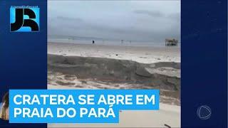 Cratera gigante se abre na praia do Atalaia (PA) e assusta moradores e turistas