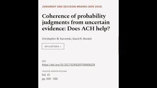 Coherence of probability judgments from uncertain evidence: Does ACH help? | RTCL.TV