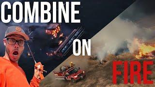 Tractors fighting fire - Combine lost