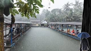 2 Hours of Heavy Rain Walk in Remote and Quiet Village | ASMR Rain Sounds for Sleeping