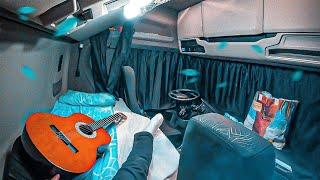 ALONE TRUCK DRIVER NIGHT CAMPING AND MORNING ROUTINE