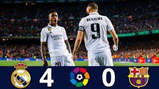 Real Madrid 4 x 0 Barcelona ■ ( Benzema's Hat-Trick ) | Extended Highlight & Goals | 2023