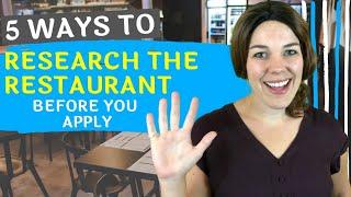 5 Ways To Research A Restaurant BEFORE Your Interview | How To Prepare For A Restaurant Interview