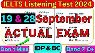 IELTS LISTENING PRACTICE TEST 19 SEPTEMBER & 28 SEPTEMBER 2024 WITH ANSWERS | IELTS | IDP & BC