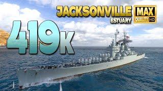 крейсер Jacksonville: дымится на карте Estuary - World of Warships