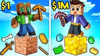 $1 VS $1.000.000 UN SÓLO BLOQUE en MINECRAFT