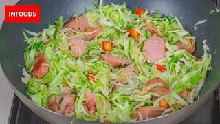 Cabbage and Sausages Stew Recipe | How to Cook Cabbage with Sausages | Infoods