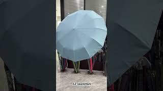 12 panels double ribs automatic folding umbrella with black coated fabric