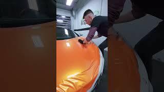 Wrapping this McLaren 12C in Vinyl Frog supergloss Neon Orange  #asmr #wrap #asmrsounds