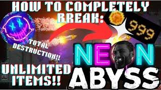 HOW TO COMPLETELY BREAK NEON ABYSS!!! INFINITE ITEMS,PICKUPS,COINS!