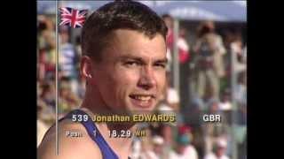 2 WR's in 2 Jumps!Jonathan Edwards(18.16&18.29)1995.World Championships,Gothenburg