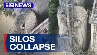 Two grain silos collapse on NSW South Coast | 9 News Australia