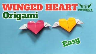 How to make an origami heart with wings is very easy