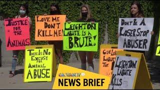 Protesting alleged hamster killer Leighton Labute