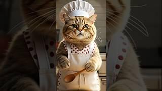 Cat Chef in the Kitchen!  | Cute Cat Cooking in Apron | #Shorts #catlovers