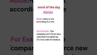 Abide a good english word for daily use #english #vocabulary