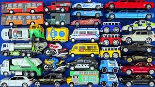 Red Bus and Orange Bus, Mud cane Truck, Limousine Car and More Diecast Car Video