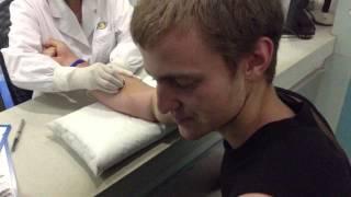 Giving blood for a health check