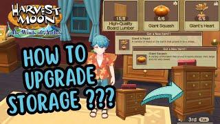 How to Upgrade Storage - Harvest Moon the Winds of Anthos - Giant Squash Giant's Heart Crop Mutation