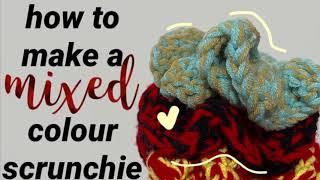 HOW TO CROCHET MIXED, TWO COLORS SCRUNCHIE [UNDER 10 MINS]