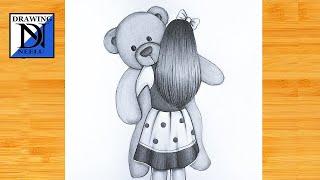 How to draw a Girl with Teddy bear || Pencil sketch for beginner || Easy drawing || Girl drawing