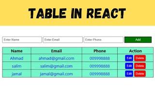 How to Create a Table in React JS | React Table Tutorial from Scratch (CRUD Operation using React)