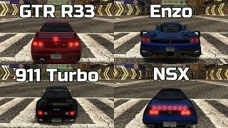 Nissan Skyline GTR R33 vs Ferrari Enzo vs Porsche 911 Turbo vs Acura NSX - NFS MW Redux V3