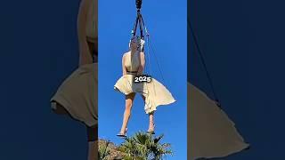 2025 Marilyn Statue in White Dress Then The Real Marilyn Monroe in 1955