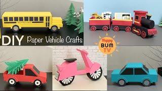 DIY PAPER VEHICLE CRAFTS INCLUDING CAR, TRUCK, SCHOOL BUS, MOTORCYCLE & TRAIN I DIY PAPER GIFT IDEAS