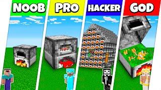 Minecraft Battle: NOOB vs PRO vs HACKER vs GOD: FURNACE HOUSE BUILD CHALLENGE / Animation