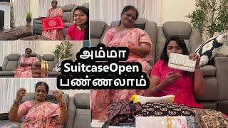 அம்மா கொண்டு வந்த SuitCase from Tamil Nadu to America~ Unboxing MOM Indian suitcase~ Family Traveler