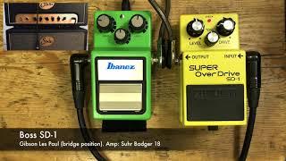 Ibanez Tubescreamer vs Boss SD-1 (Gibson Les Paul CC #15  on Suhr Badger 18) TS9 vs SD-1