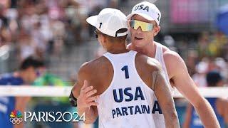 Partain, Benesh outlast Brazil to send Team USA to beach volleyball Round of 16 | Paris Olympics