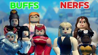 Huge buffs and nerfs/balance update. Heroes online world roblox