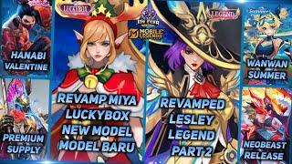 REVAMP MIYA SKIN LUCKYBOX, HANABI SKIN VALENTINE, REVAMP LESLEY LEGEND PART 2 - MLBB UPCOMING SKIN