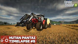 Harvesting barley, Baling Straw & sowing Grass Hutan Pantai FS25 Timelapse Farming Simulator 25 Ep 5